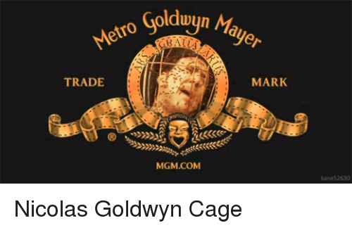 Mgm.com Logo - Ro Goldwyn Mayer MARK TRADE MGM COM Kana52630 Nicolas Goldwyn Cage ...