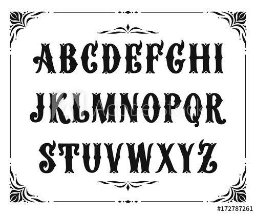 Styalized Logo - Handcrafted letters with Victorian decor. Vector font type design ...