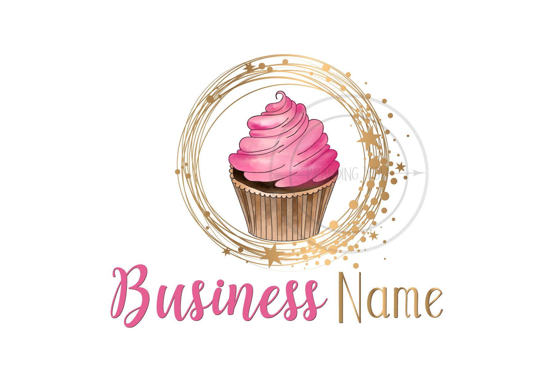 Cupcake Logo - Cupcake logo watercolor Custom logo design watercolor pink | Etsy