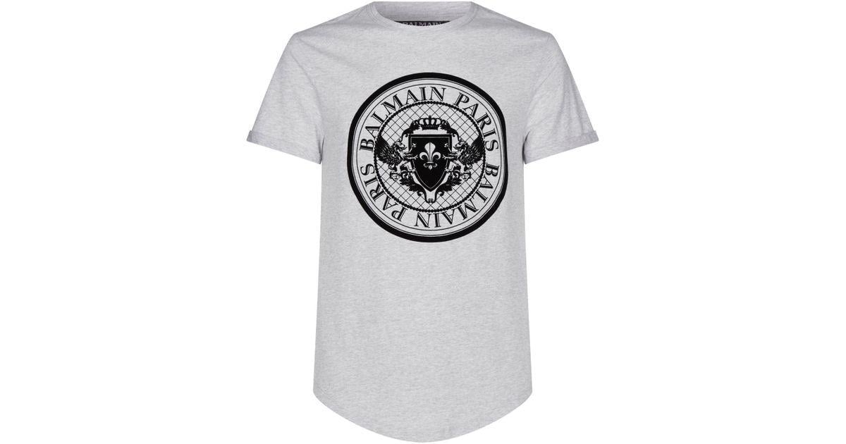 Medallion Logo - Balmain Medallion Logo T-shirt in Gray for Men - Lyst