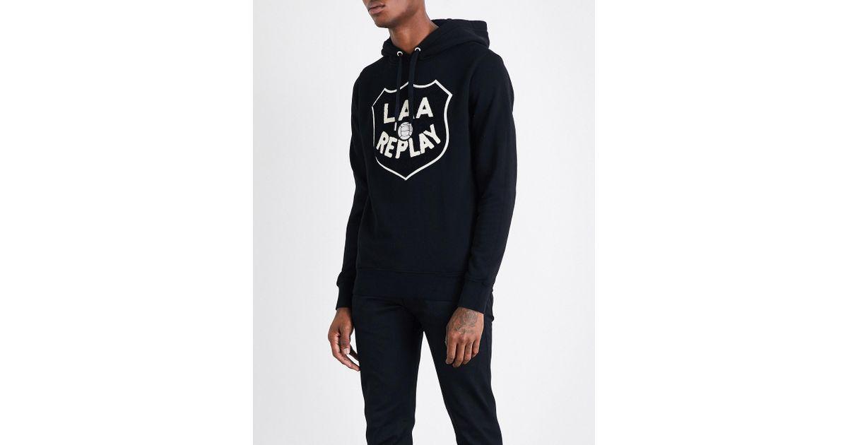 Laa Logo - Replay Laa Logo Hoody in Black for Men