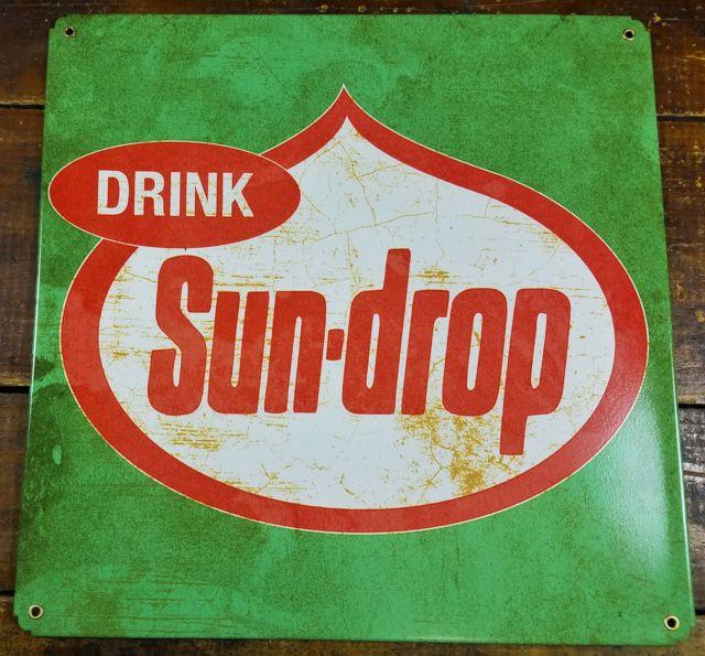 Sundrop Logo - DRINK SUNDROP TEARDROP SHAPE VINTAGE LOGO HEAVY DUTY METAL ...