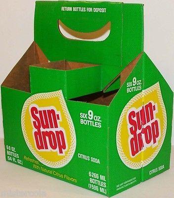 Sundrop Logo - VINTAGE SODA POP bottle carton SUN DROP rain drop logo new old stock ...