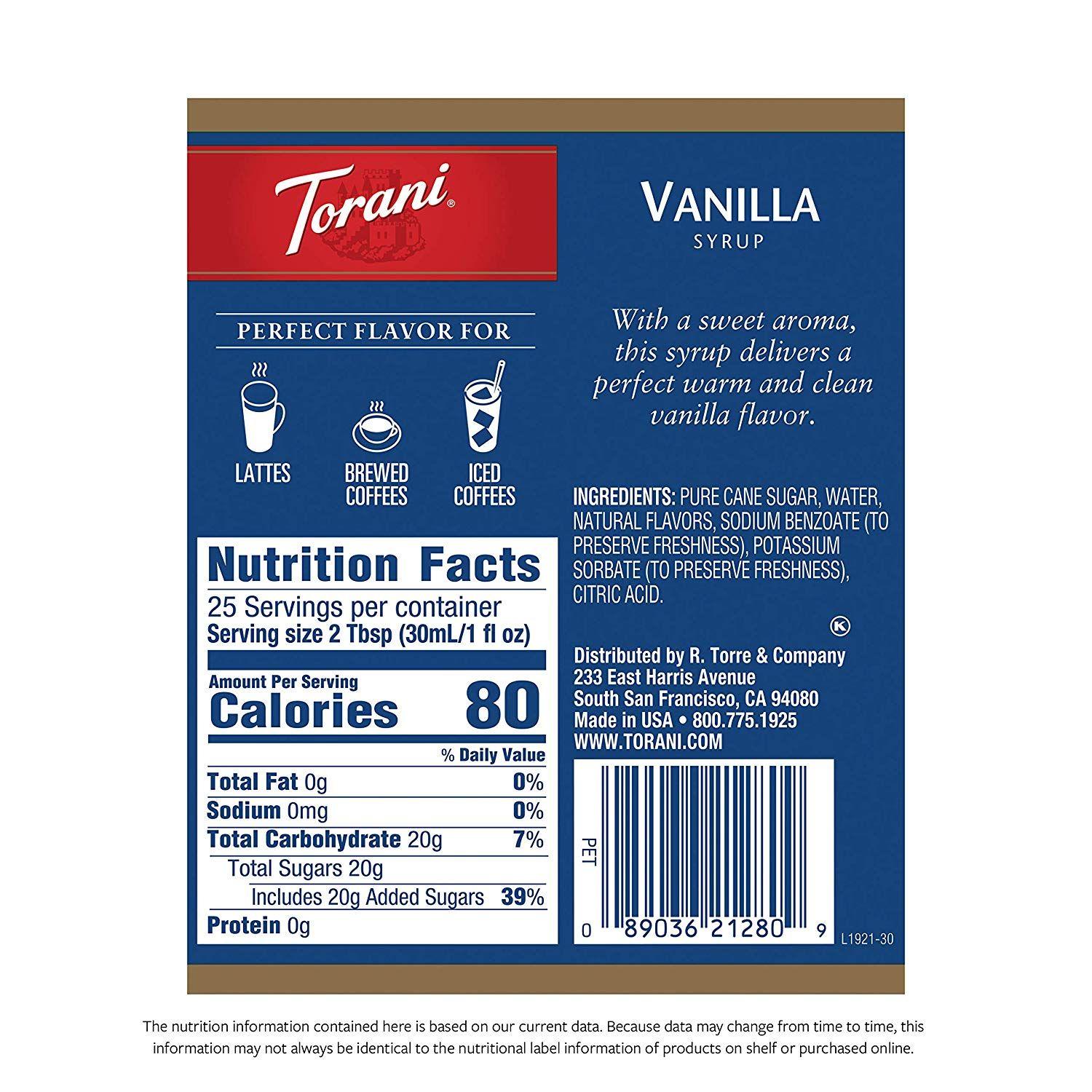 Torani Logo - Amazon.com : Torani Syrup, Vanilla, 25.4 Ounce Pack of 4