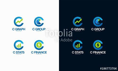 Graph Logo - Set of C initial Finance and Marketing logo designs concept, C Graph