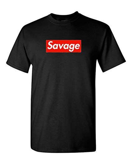 Savage Clothing Logo - Amazon.com: Supreme Savage Box Logo T Shirt - 21 Savage: Clothing