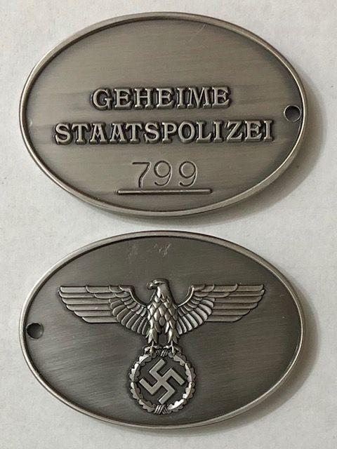 Gestapo Logo - NAZI Berlin Germany Police Warrant Gestapo Disc