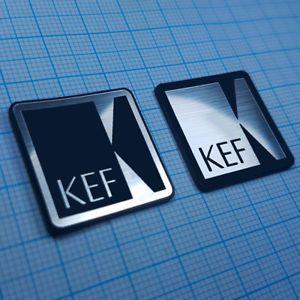 KEF Logo - 2 (TWO) KEF Audio - Aluminium Metallic Logo Sticker - 25.4 mm / 25.4 ...