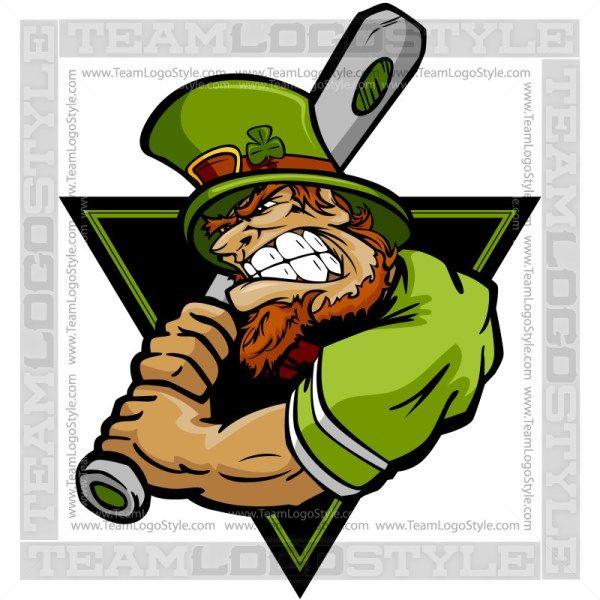 Leprechaun Logo - St Patricks Baseball Logo - Vector Clipart Leprechaun