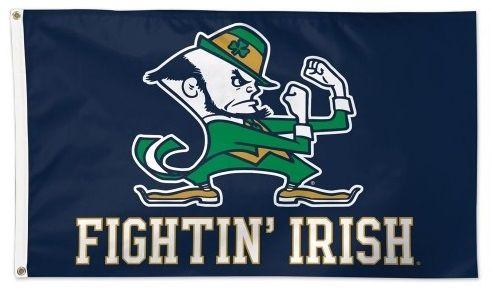 Leprechaun Logo - Notre Dame Fightin Irish Flag 3x5 Leprechaun Logo Navy