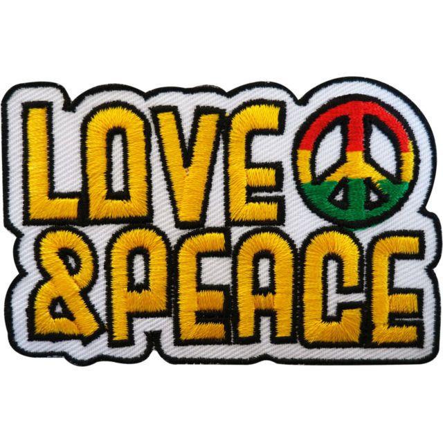 Reggae Logo - Embroidered Love and Peace Patch Badge Iron Sew on Hippie Rasta