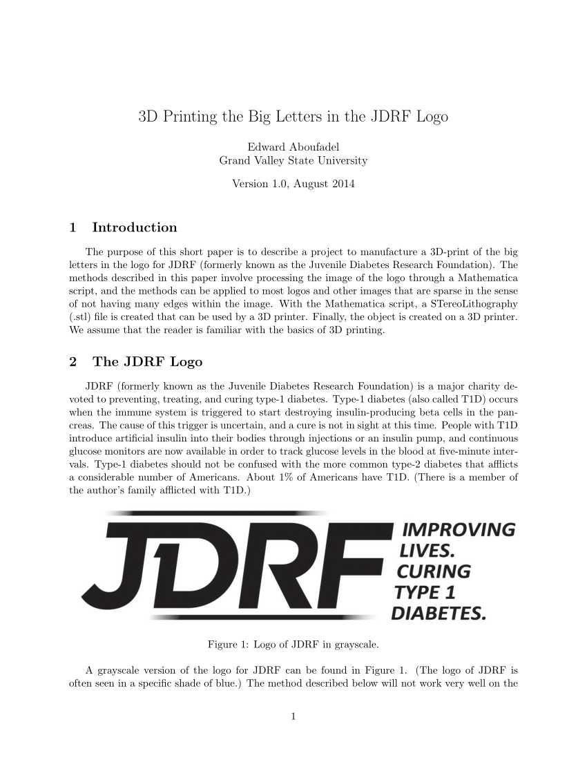 JDRF Logo - PDF) 3D Printing the Big Letters in the JDRF Logo