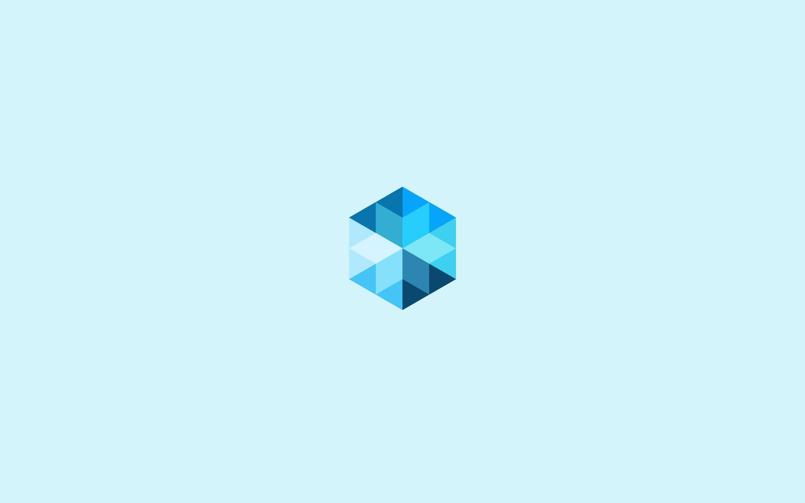 Blue Hexagon Logo - minimalism digital art simple background abstract cube triangle ...
