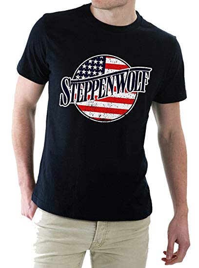 Steppenwolf Logo - Amazon.com: Steppenwolf Band Legacy Series USA Flag Men's T-Shirt ...