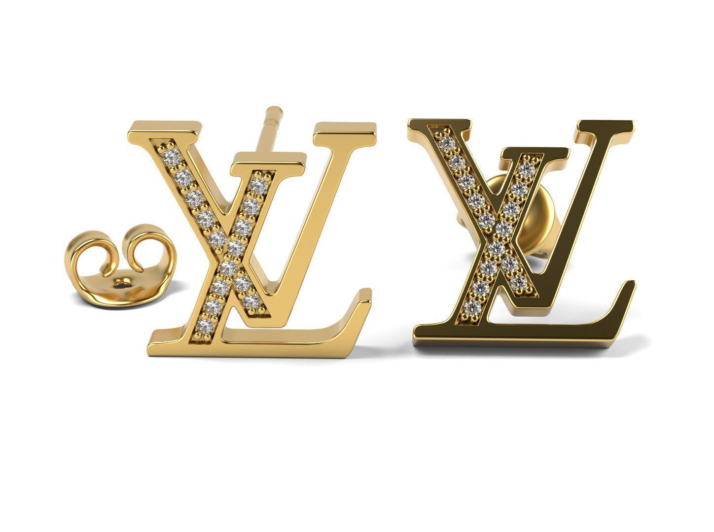 LV Logo - LV logo Earrings 2 3D printable model