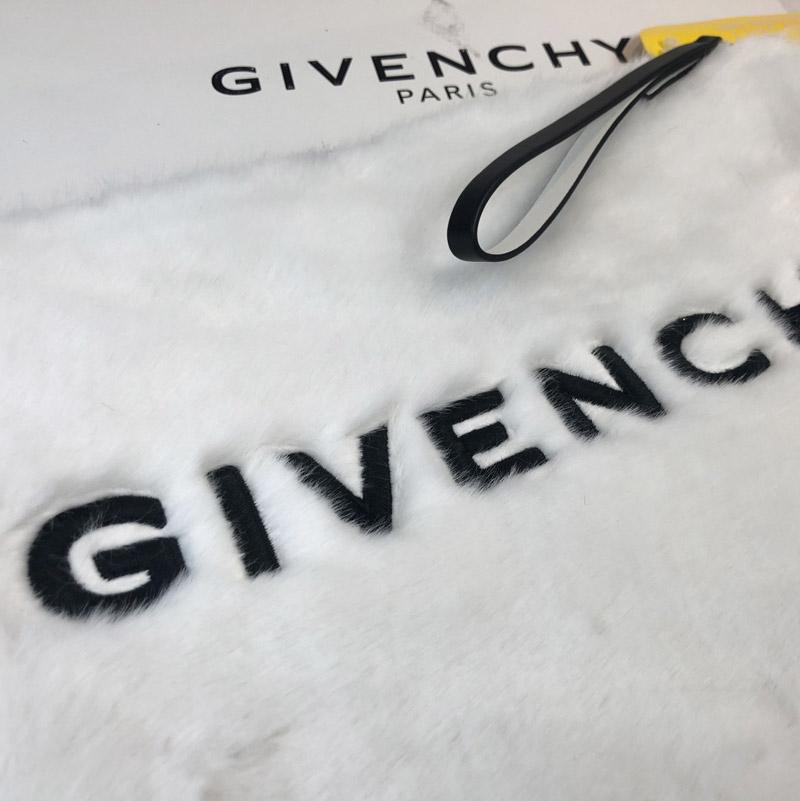 Large Logo - Givenchy Large Logo Faux Fur Clutch Bag and White