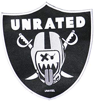 Unrated Logo - 12.5 Big Jumbo Large UNRATED Oakland RAIDERS Sheild Logo Jacket T
