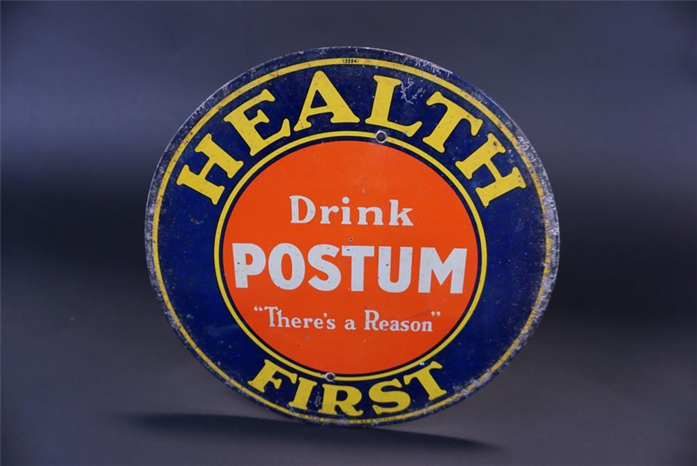 Postum Logo - Unusual 1916 Health First Drink Postum Single Sided Die Cut T