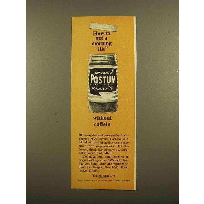 Postum Logo - 1965 Instant Postum Drink Ad - Get a Morning Lift on eBid New ...