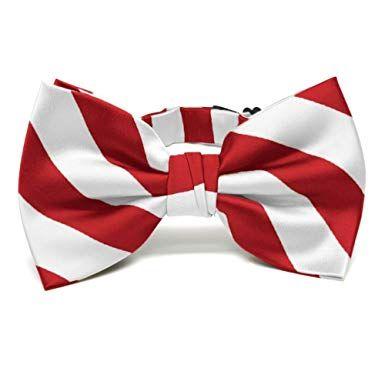 Red and White Bowtie Logo - TieMart Red and White Striped Bow Tie at Amazon Men's Clothing store