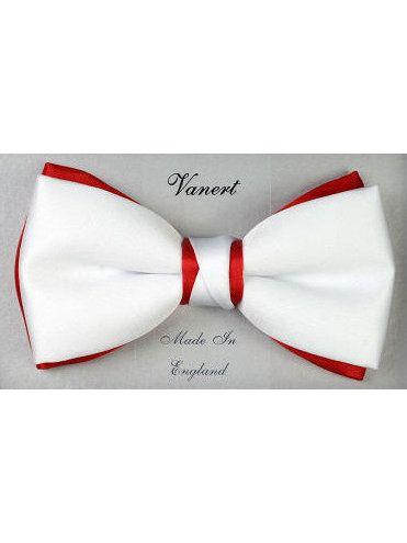 Red and White Bowtie Logo - Tone White Red Ready Tied Polyester Satin Bow Tie
