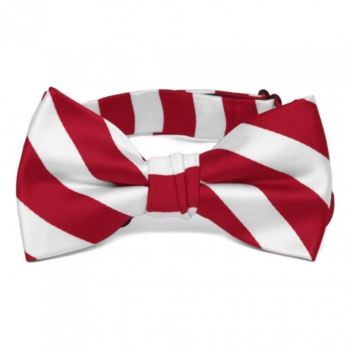 Red and White Bowtie Logo - Boys' Red and White Striped Bow Tie