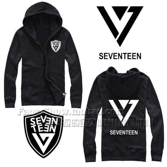 17 Logo - Seventeen 17 LOGO Black White ZIP Hoodie In Hoodies & Sweatshirts