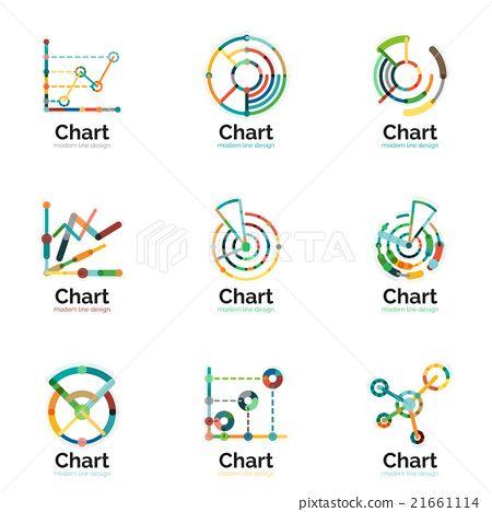 Chart Logo - Thin line chart logo set. Graph icons modern Illustration