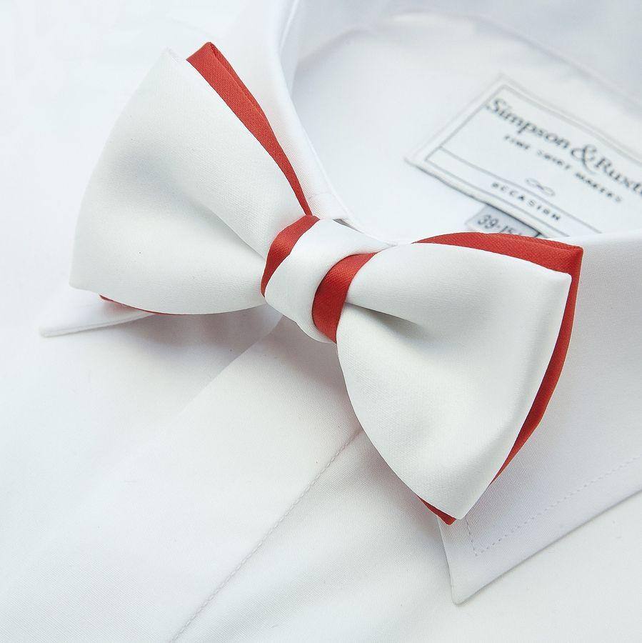 Red and White Bowtie Logo - Coes Two Tone Bow Tie in White and Red