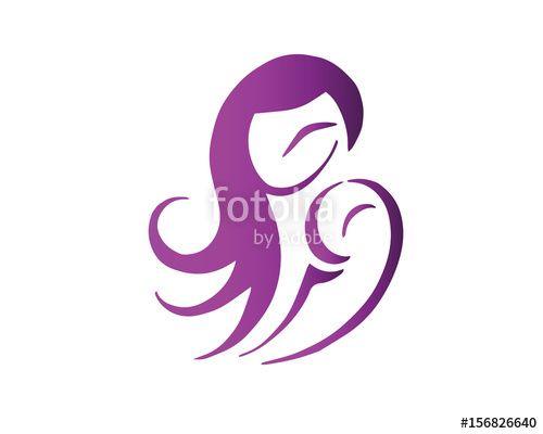 Daughter Logo - Modern Mother And Baby Logo - Purple Mother And Daughter Caring ...