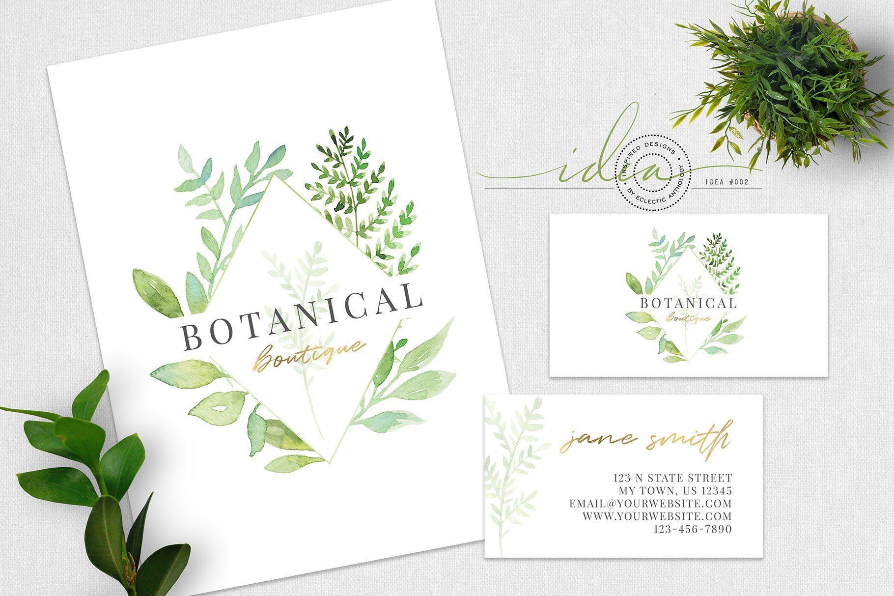 Botanical Logo - IDEA : Free Watercolor Botanical Logo & Business Card