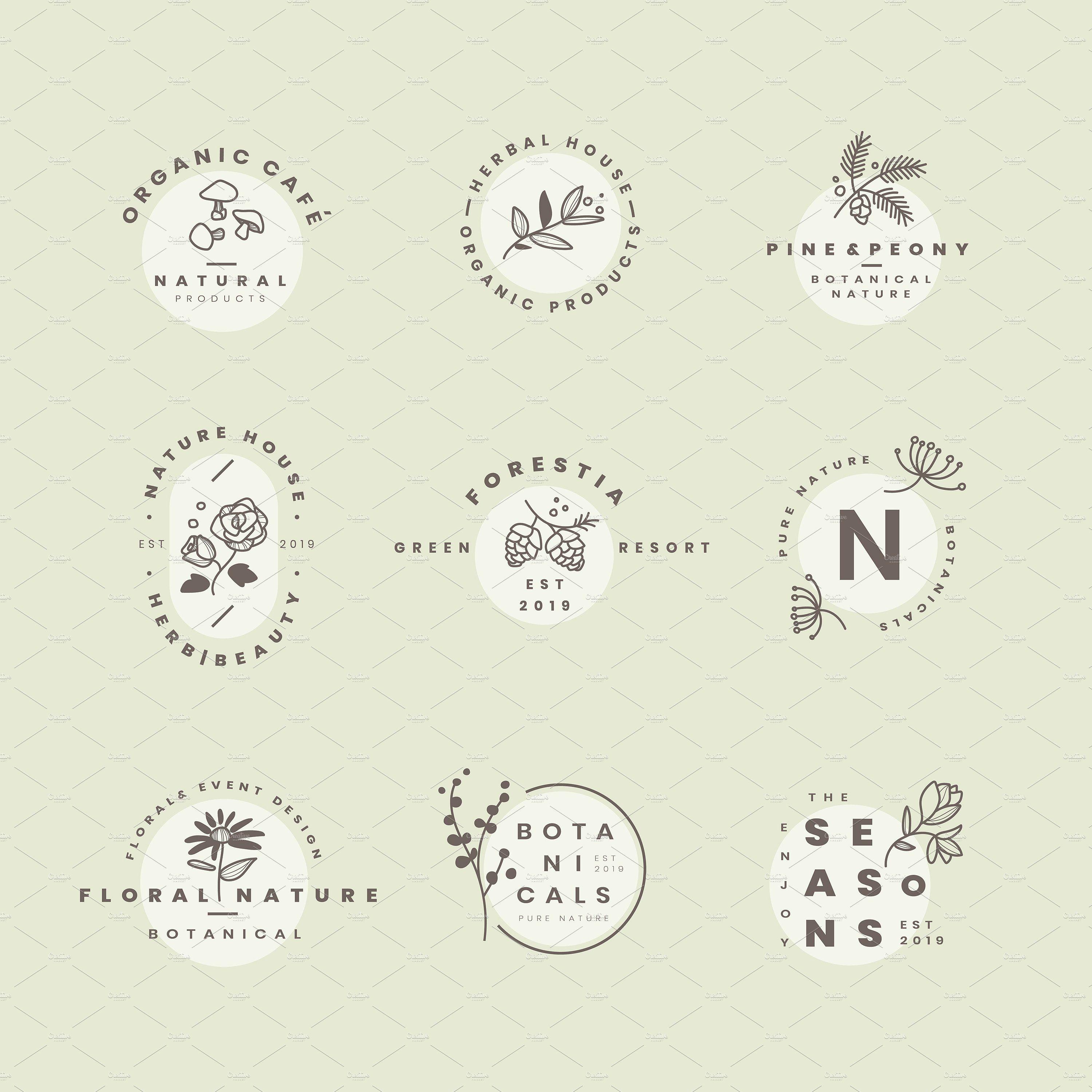 Botanical Logo - Set of botanical logo design vectors ~ Graphics ~ Creative Market