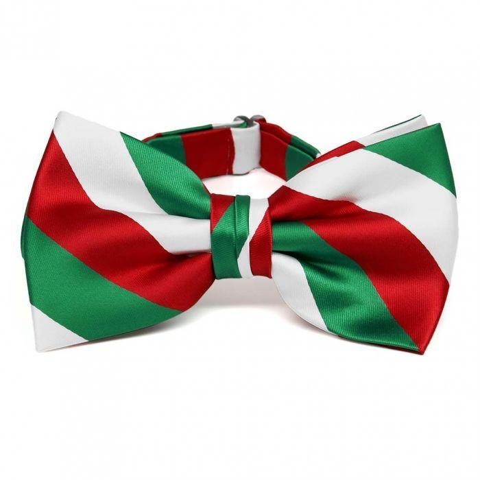 Red and White Bowtie Logo - Kelly Green, White and Red Striped Bow Tie