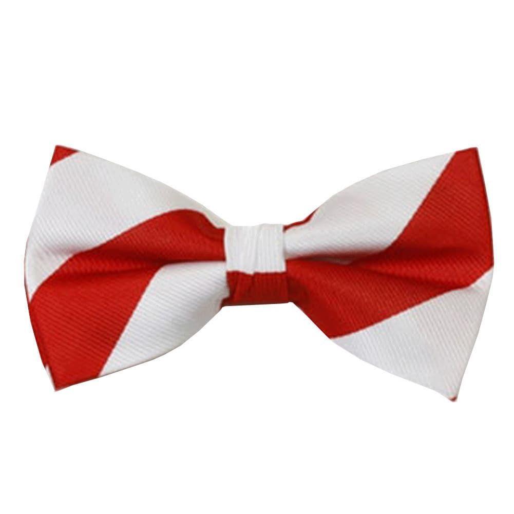 Red and White Bowtie Logo - Red & White Stripe Polyester Band Bow Tie - Absolute Ties