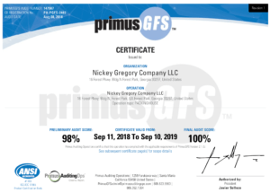 PrimusGFS Logo - Food Safety - Nickey Gregory Company