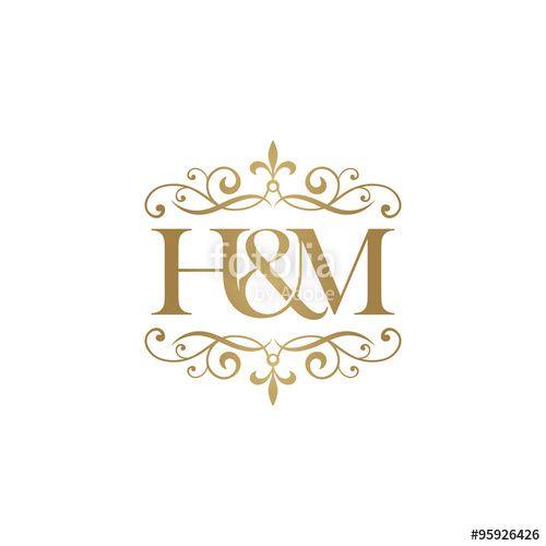 HNM Logo - H&M Initial logo. Ornament ampersand monogram golden logo