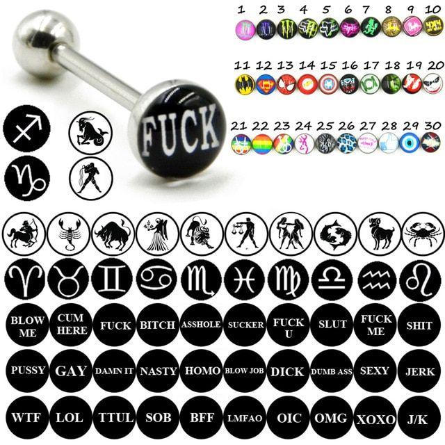 Gay Logo - 1Set Surgical Steel Hero Sexy Dirty Word Gay Logo Tongue Barbell ...