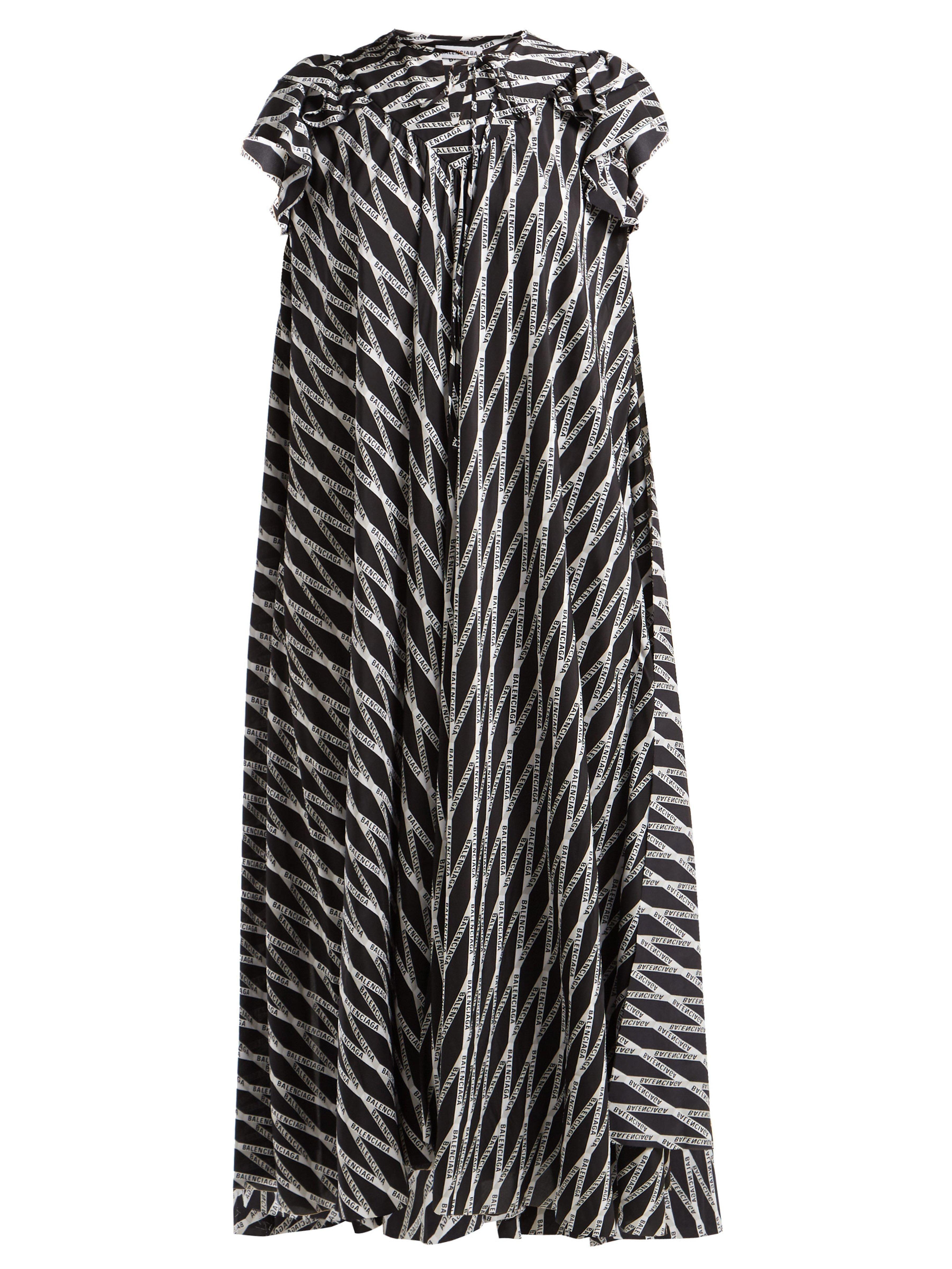 Flou Logo - Balenciaga Flou Logo Print Silk Crepe Midi Dress in Gray - Lyst