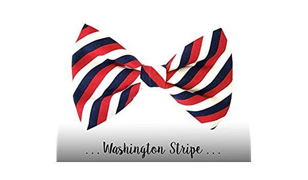 Red and White Bowtie Logo - Red White and Blue Dog Bow Tie; Stripe Dog Collar BowTie