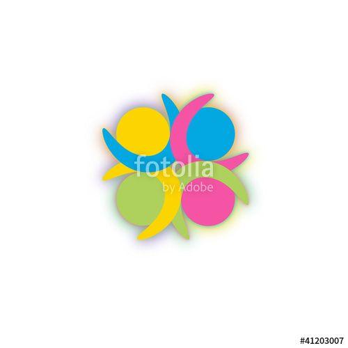 Flou Logo - logo quatre couleur large plus rond flou Stock image and royalty