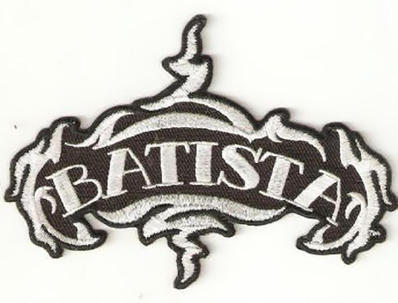 Batista Logo - Batista Iron On Patch White Letters Logo WWE Wrestling