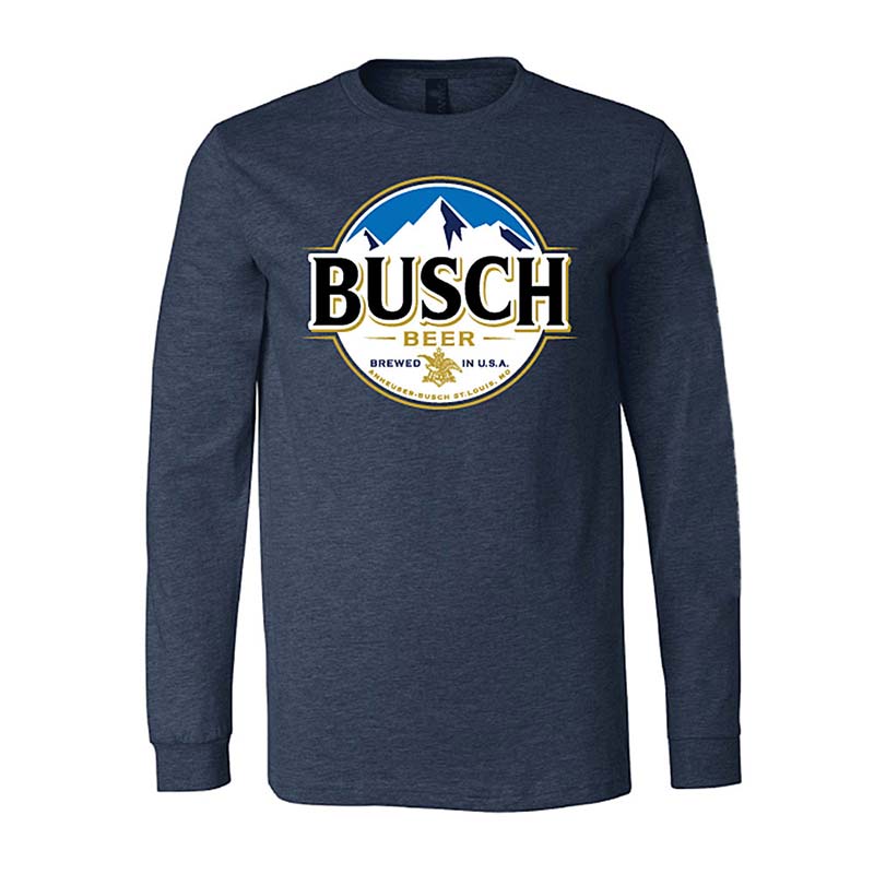 Busch Logo - Busch Beer Round Logo Men's Long Sleeve Blue T Shirt