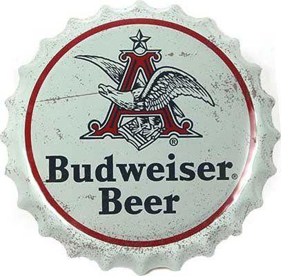 Busch Logo - Budweiser Beer Anheuser Busch Logo Corrugated Metal Sign, Scalloped ...
