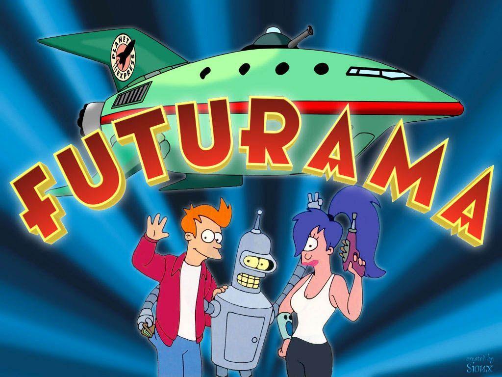Futurama Logo - Composite Image of Futurama logo, space ship, and main characters ...