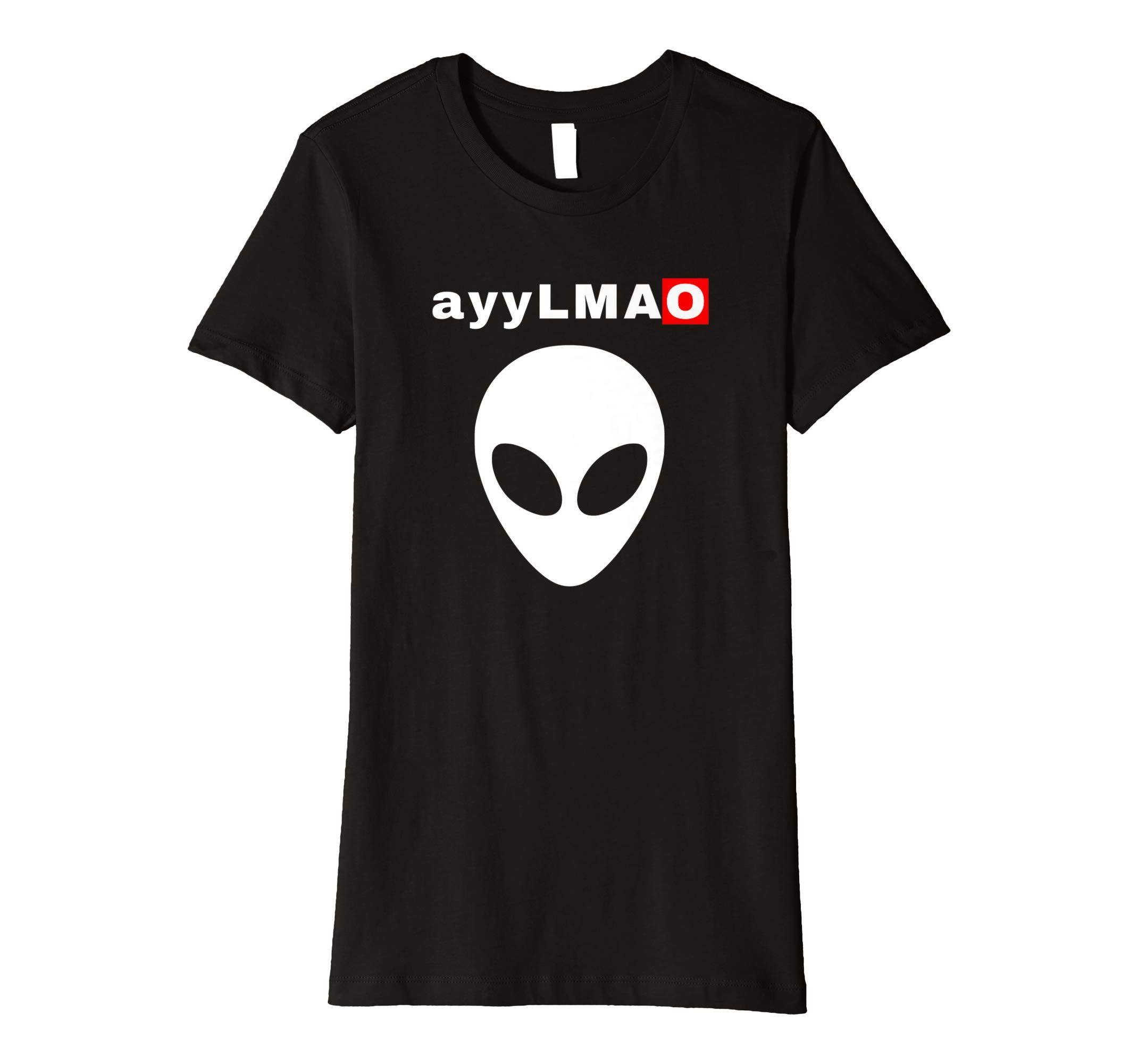 Lmao Logo - Amazon.com: ayy LMAO Alien Head Funny Meme Premium T-Shirt: Clothing