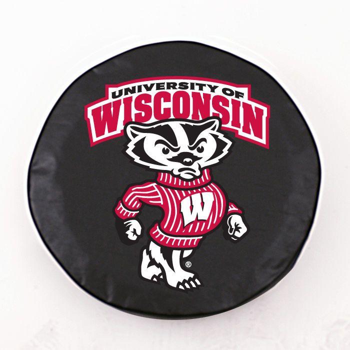 Bucky Logo - Wisconsin Badgers Bucky Logo Black Vinyl Spare Tire Cover