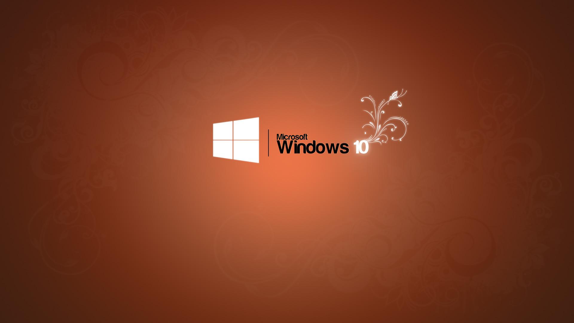 1080P Logo - Windows 10 Wallpaper 1080p Full HD Logo on Orange Background