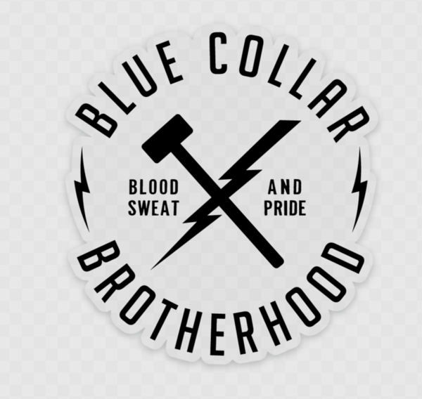Blue-Collar Logo - ROUND CLEAR STICKER 3X3. Blue Collar Brotherhood, Bcbh Blue Collar