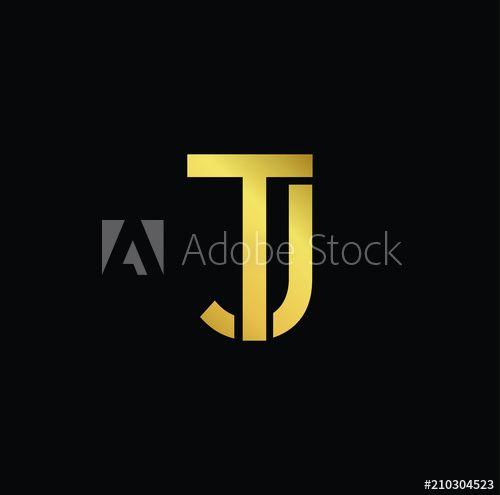TJ Logo - Initial Gold letter TJ JT Logo Design with black Background Vector