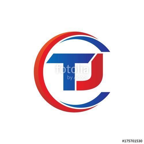 TJ Logo - tj logo vector modern initial swoosh circle blue and red Stock